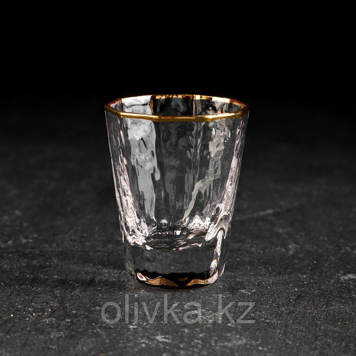 Набор для напитков из стекла «Иней. Золото», 5 предметов: графин 300 мл, стакан 70 мл, 4 шт - фото 4 - id-p113269094