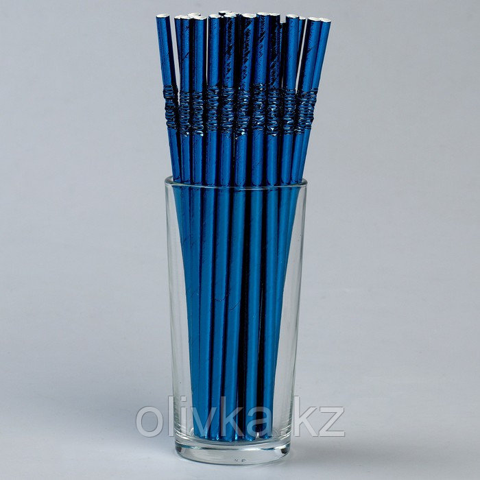 Трубочки для коктейля с гофрой, в наборе 25 штук, цвет синий - фото 1 - id-p113269099