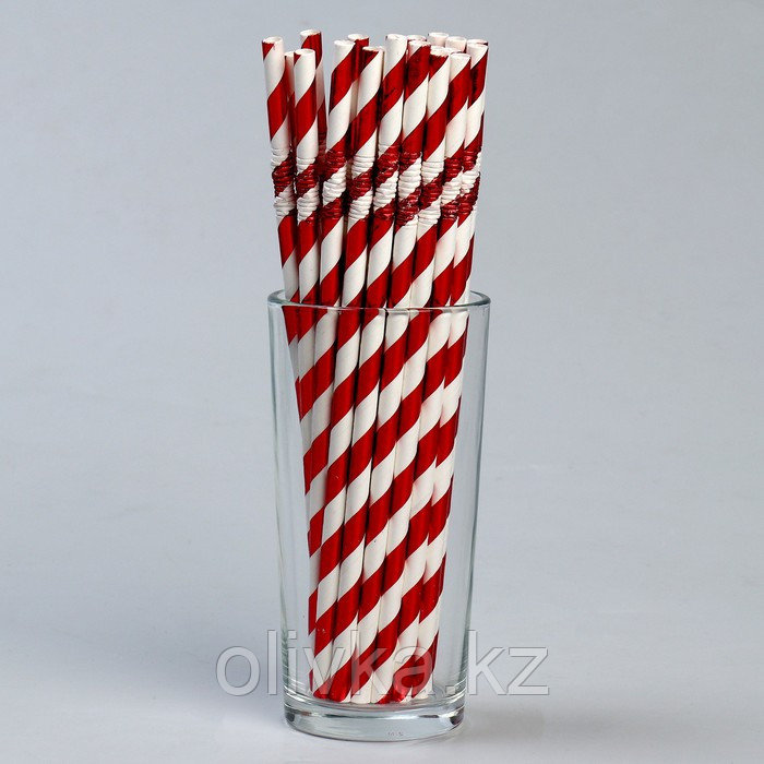 Трубочки для коктейля с гофрой «Спираль», в наборе 25 штук, цвет красный - фото 2 - id-p113269100
