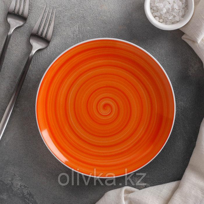 Тарелка фарфоровая Infinity, d=17,5 см, оранжевая - фото 1 - id-p113256469