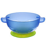 Набор для кормления: миска на присоске с крышкой, ложка, цвет голубой, фото 4