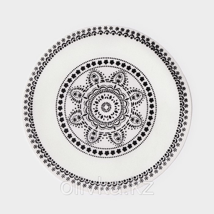 Салфетка сервировочная «Михенди», 38×38 см, цвет чёрно-белый - фото 1 - id-p113258885