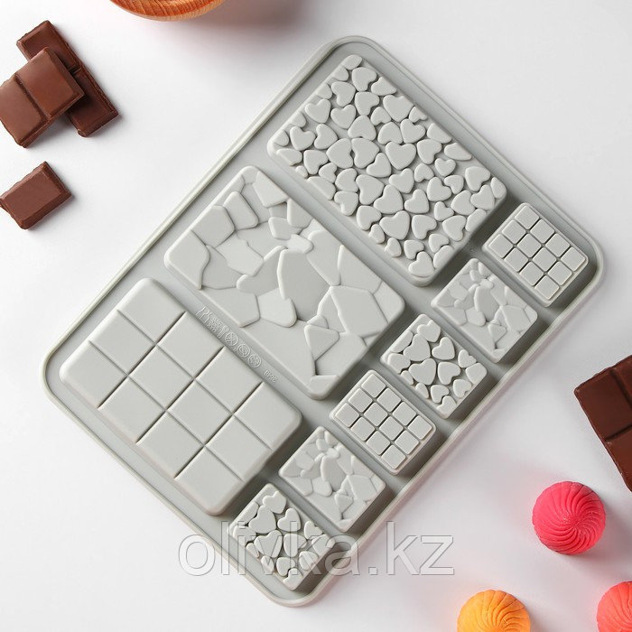 Форма силиконовая для шоколада Доляна «Шоколадное ассорти», 20×15 см, 9 ячеек, цвет розовый - фото 2 - id-p113266573
