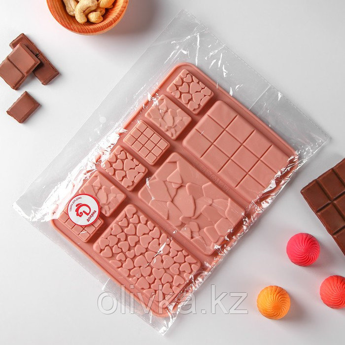 Форма силиконовая для шоколада Доляна «Шоколадное ассорти», 20×15 см, 9 ячеек, цвет розовый - фото 6 - id-p113266573