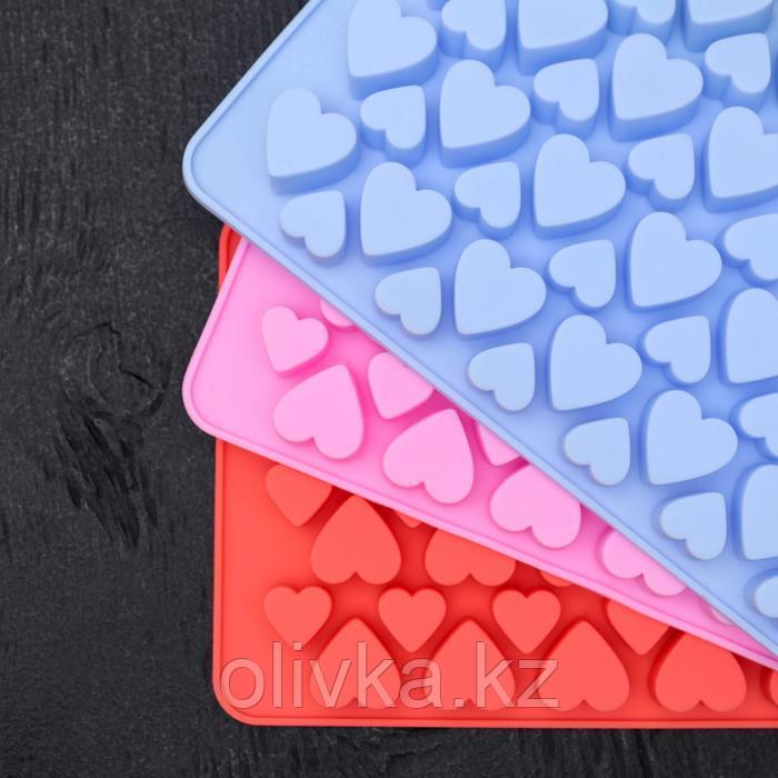 Форма силиконовая для льда и кондитерских украшений Доляна «Сердечки», 19,5×11,5 см, 56 ячеек, цвет МИКС - фото 9 - id-p113245594