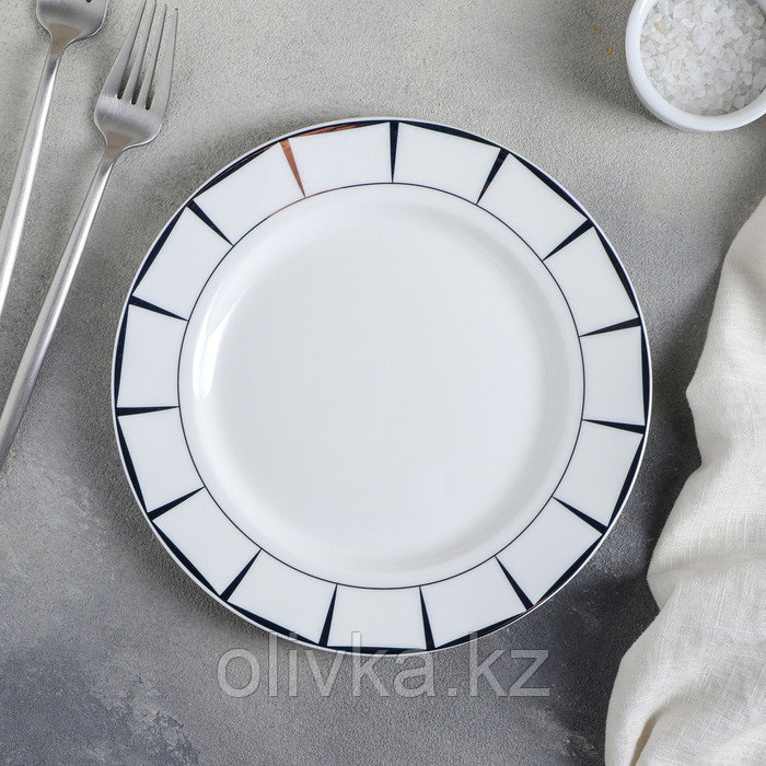 Тарелка фарфоровая десертная «Аврора», d=20,5 см, цвет белый - фото 1 - id-p113254630