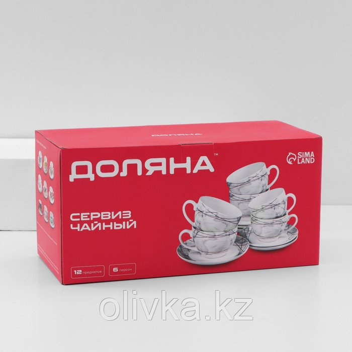 Сервиз фарфоровый чайный Доляна «Роза», 12 предметов: чашка 250 мл, блюдце d=15 см - фото 9 - id-p113257296