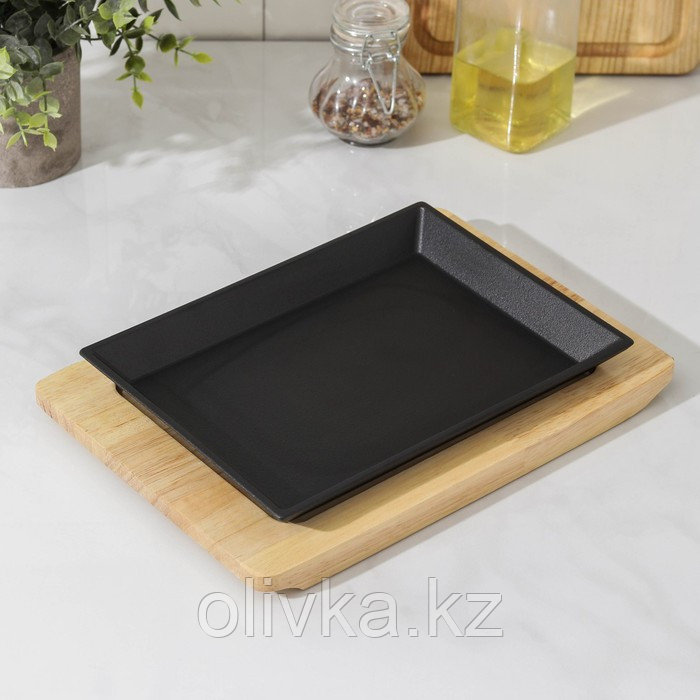 Сковорода «Прованс», 22×16×1,6 см, на деревянной подставке - фото 1 - id-p113264014