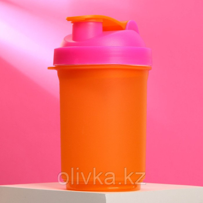 Шейкер спортивный с чашей под протеин, орнанжево-розовый, 500 мл - фото 2 - id-p113256483