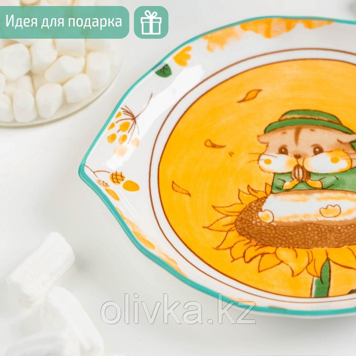 Блюдо керамическое «Бурундук», 23×16 см, цвет оранжевый - фото 2 - id-p113259757
