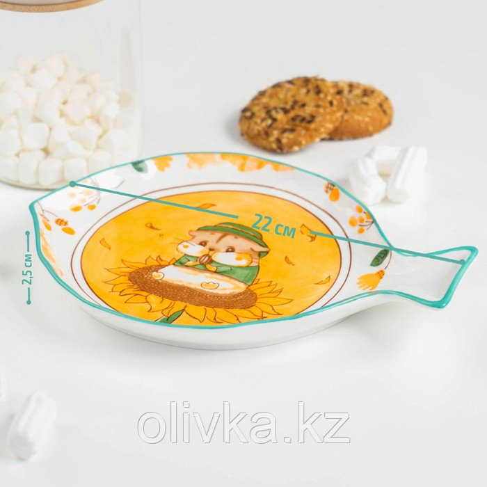 Блюдо керамическое «Бурундук», 23×16 см, цвет оранжевый - фото 5 - id-p113259757