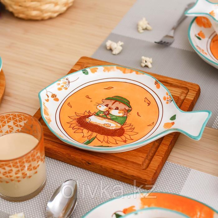 Блюдо керамическое «Бурундук», 23×16 см, цвет оранжевый - фото 6 - id-p113259757