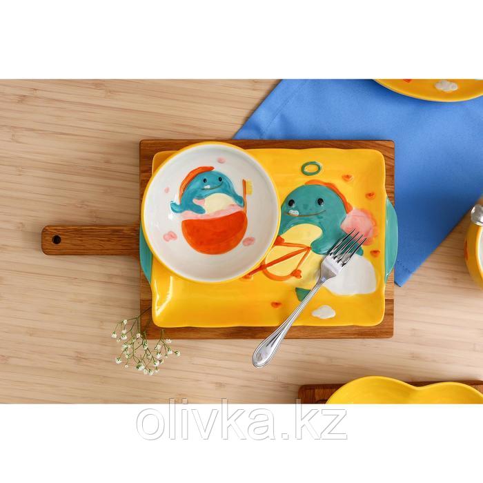 Блюдо керамическое прямоугольное «Купидон Дино», 24,8×16,2 см, цвет желтый - фото 6 - id-p113259758