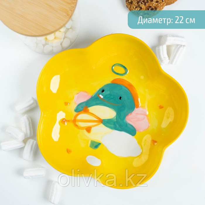 Блюдо керамическое «Купидон Дино», d=22 см, цвет жёлтый - фото 4 - id-p113259759