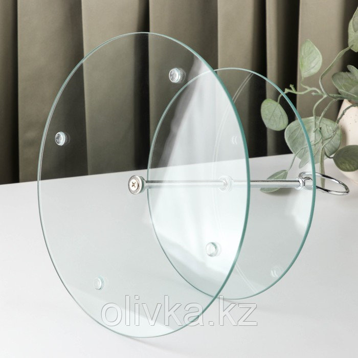 Фруктовница стеклянная 2-х ярусная круглая Доляна, d=25/20 см, прозрачный - фото 2 - id-p113252002
