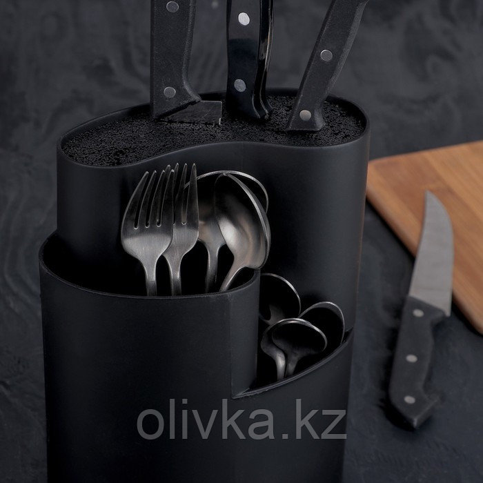Подставка для ножей и столовых приборов «Нео», 18×11 см, цвет чёрный - фото 4 - id-p113252014