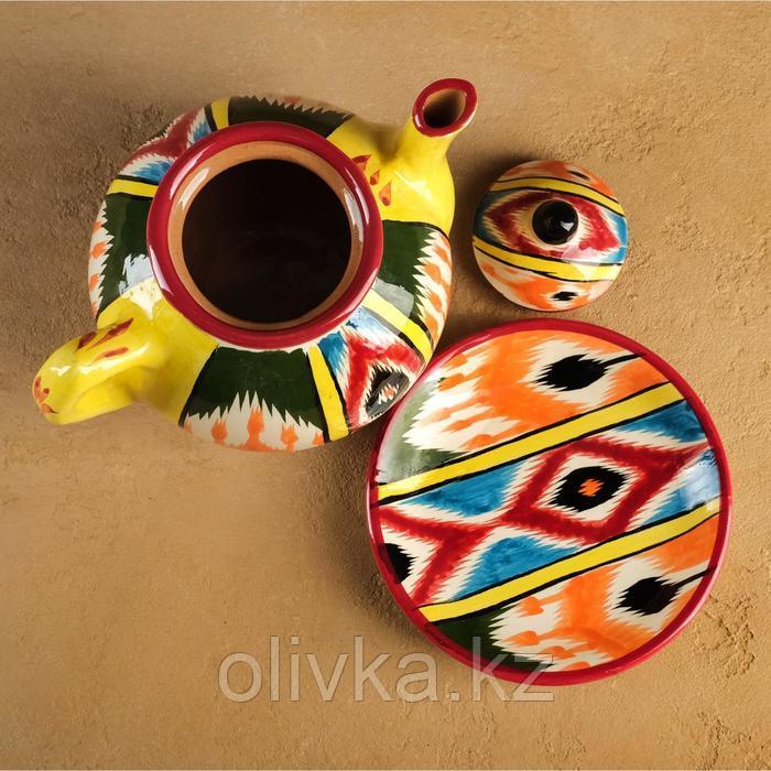 Набор чайный Риштанская керамика "Атлас №3", 9 предметов (чайник 0,8л, пиалы 0,2л) - фото 5 - id-p113260660