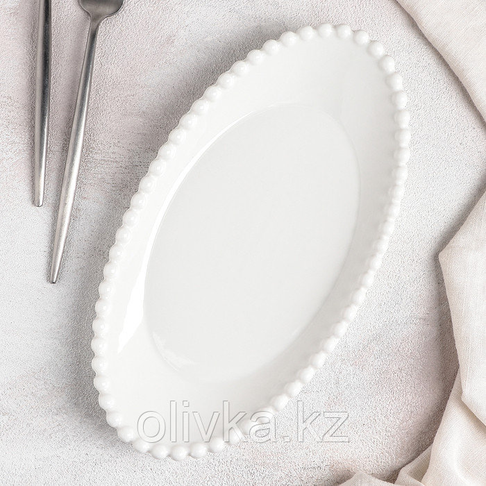 Блюдо керамическое овальное «Классика», 27,5×14×4 см, цвет белый - фото 1 - id-p113254651