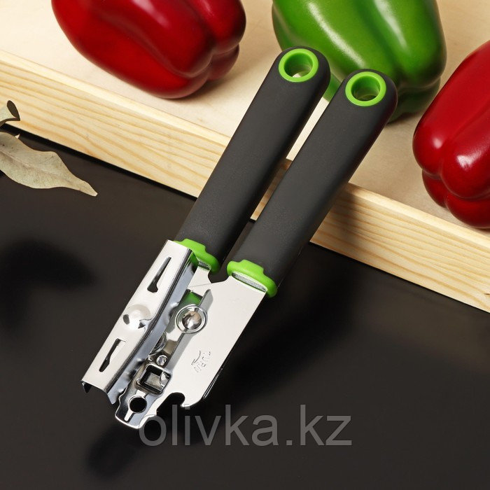 Нож консервный Доляна Lime, 20×5 см, цвет чёрно-зелёный - фото 1 - id-p113263249