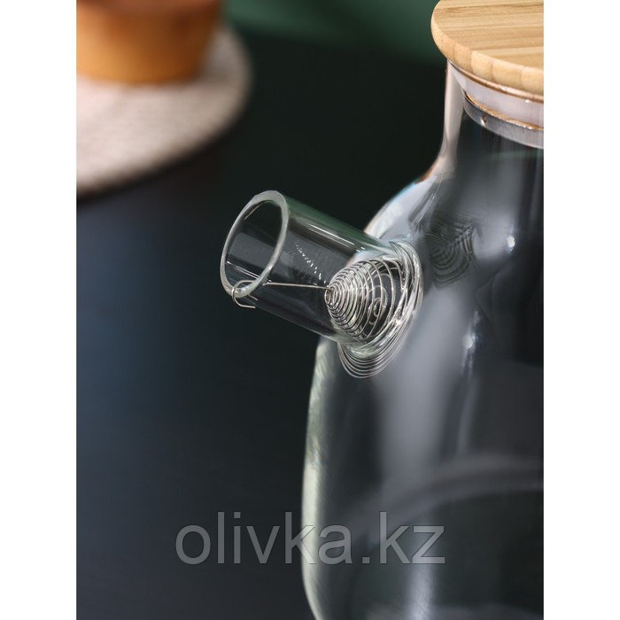 Чайник заварочный стеклянный с бамбуковой крышкой и металлическим фильтром BellaTenero «Эко», 1,2 л - фото 4 - id-p113270104