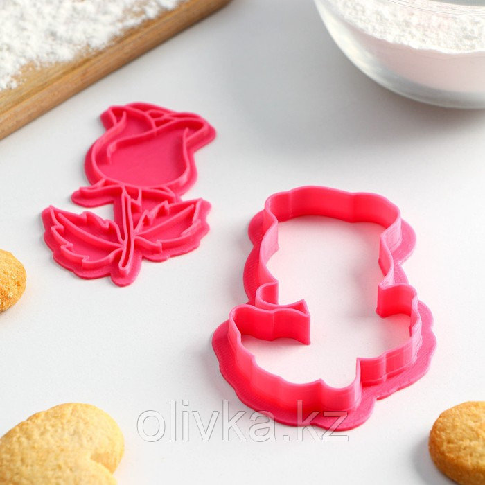 Форма для печенья «Роза», 7,5×5,5 см, штамп, вырубка, цвет розовый - фото 3 - id-p113266592