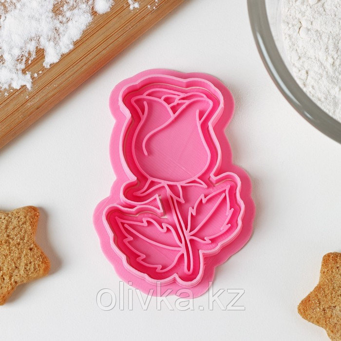 Форма для печенья «Роза», 7,5×5,5 см, штамп, вырубка, цвет розовый - фото 4 - id-p113266592