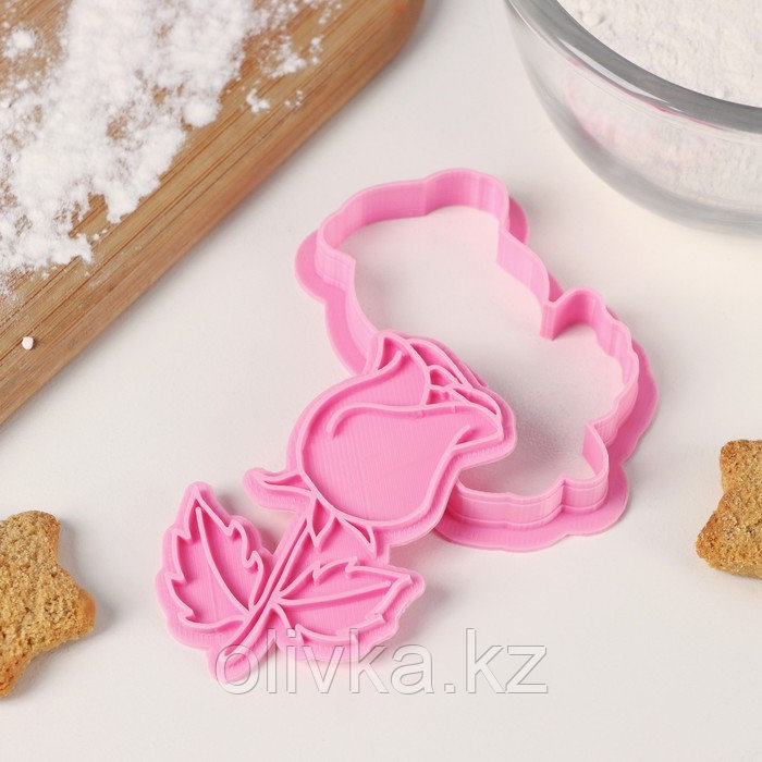 Форма для печенья «Роза», 7,5×5,5 см, штамп, вырубка, цвет розовый - фото 5 - id-p113266592