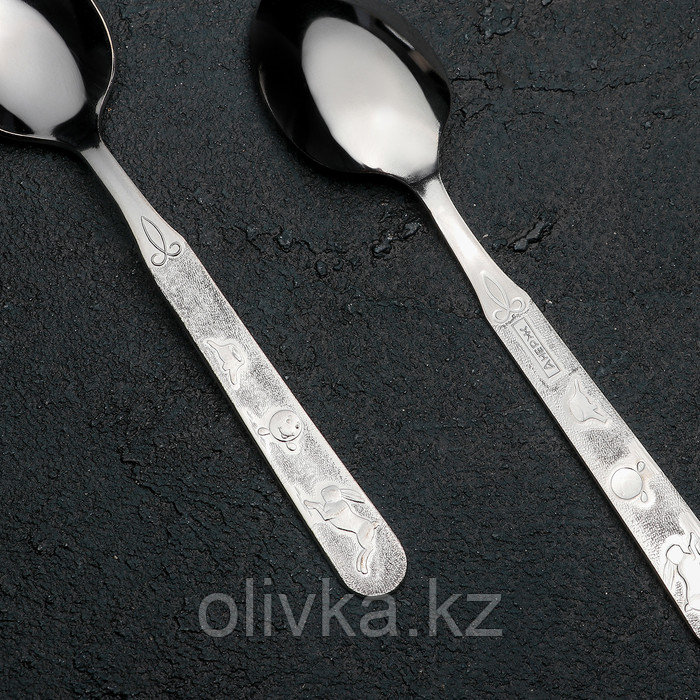 Ложка детская чайная «Колобок», толщина 1,5 мм, цвет серебряный - фото 2 - id-p113245623