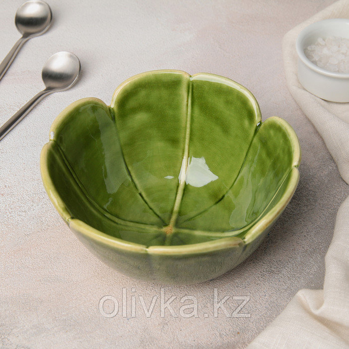 Салатник керамический «Дендрарий», d=14,5 см, цвет зелёный - фото 1 - id-p113255515