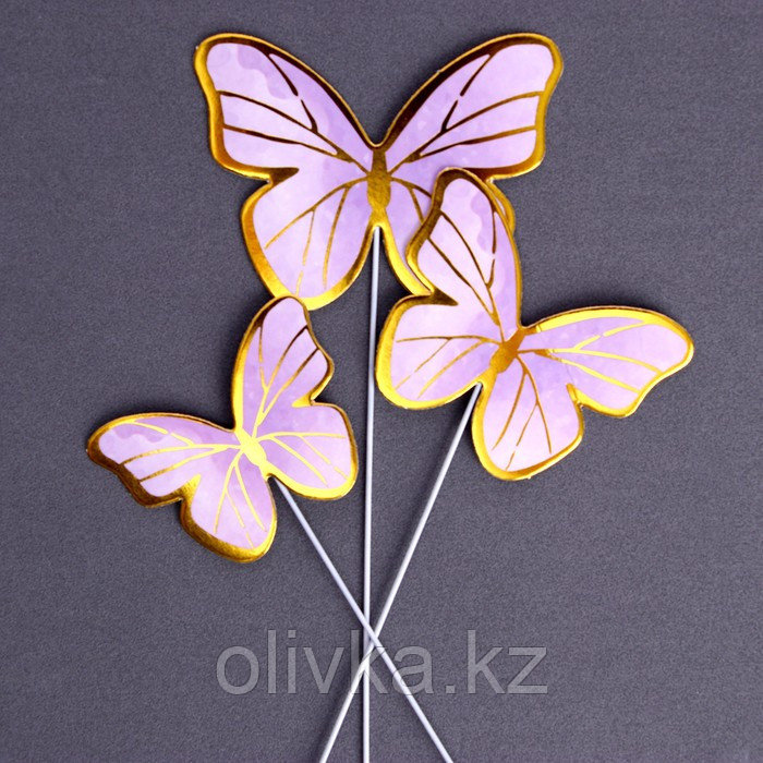 Набор для украшения торта «Бабочки» 11 шт., цвет розовый - фото 1 - id-p113264049