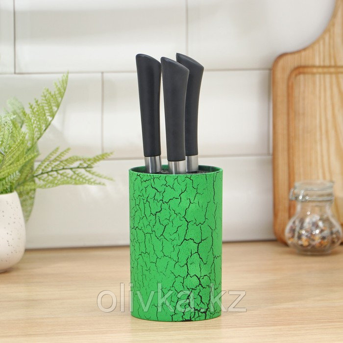 Подставка для ножей с наполнителем «Зелёный разлом», 14×9 см, soft-touch, цвет зелёный - фото 2 - id-p113252025