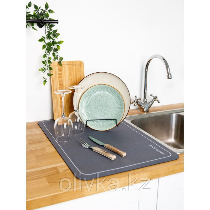 Коврик для посуды с абсорбирующим эффектом AMARO HOME, 40х60см, цвет мокрый асфальт - фото 1 - id-p113268218