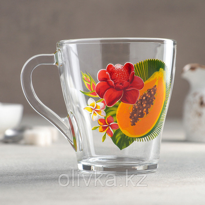 Кружка стеклянная «Тропические фрукты», 250 мл - фото 1 - id-p113256513