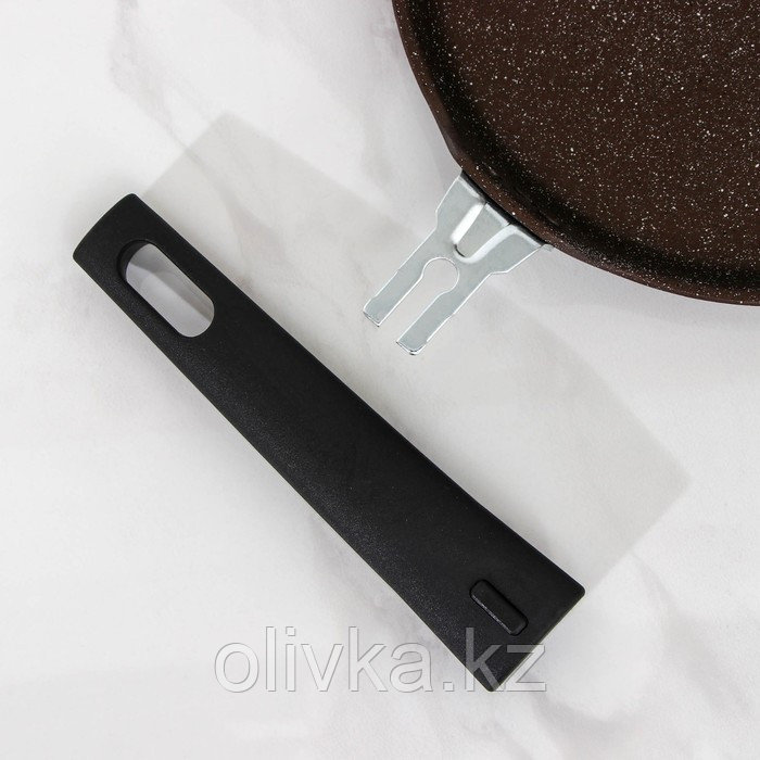 Сковорода блинная , d=20 см, пластиковая ручка, антипригарное покрытие, цвет кофейный мрамор - фото 4 - id-p113256522
