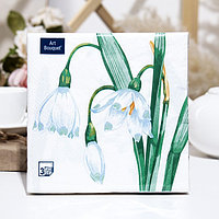 Салфетки бумажные Art Bouquet "Белый цветок", 3 слоя,33x33, 20 листов