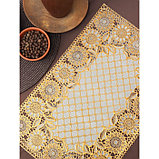 Салфетка ажурная для стола ПВХ «Подсолнухи», 45×30 см, цвет золотой, фото 5