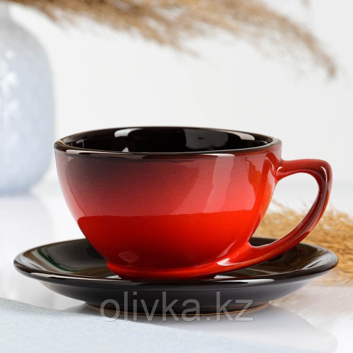 Чашка "Элегант" с блюдцем, 0,25л / блюдце 15см, красный - фото 1 - id-p113261588