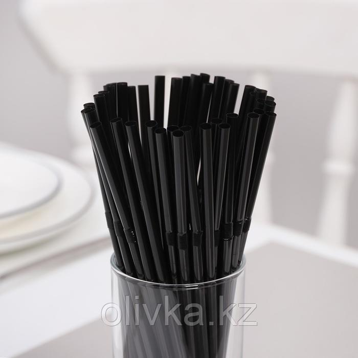 Трубочки одноразовые для коктейля Доляна, 0,5×21 см, 100 шт, с гофрой, цвет чёрный - фото 2 - id-p113244692