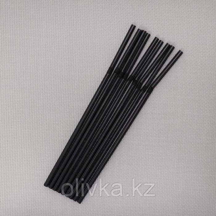 Трубочки одноразовые для коктейля Доляна, 0,5×21 см, 100 шт, с гофрой, цвет чёрный - фото 3 - id-p113244692