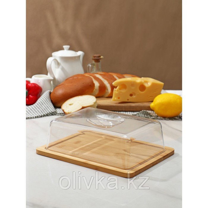 Маслёнка-сырница Доляна, 24,5×19×7 см, бамбук - фото 1 - id-p113262441
