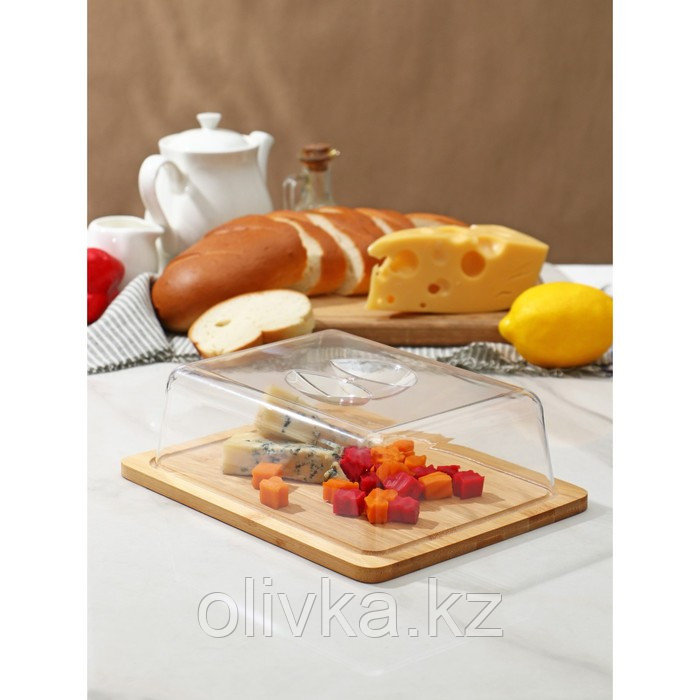 Маслёнка-сырница Доляна, 24,5×19×7 см, бамбук - фото 2 - id-p113262441