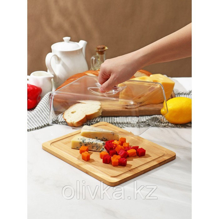 Маслёнка-сырница Доляна, 24,5×19×7 см, бамбук - фото 3 - id-p113262441