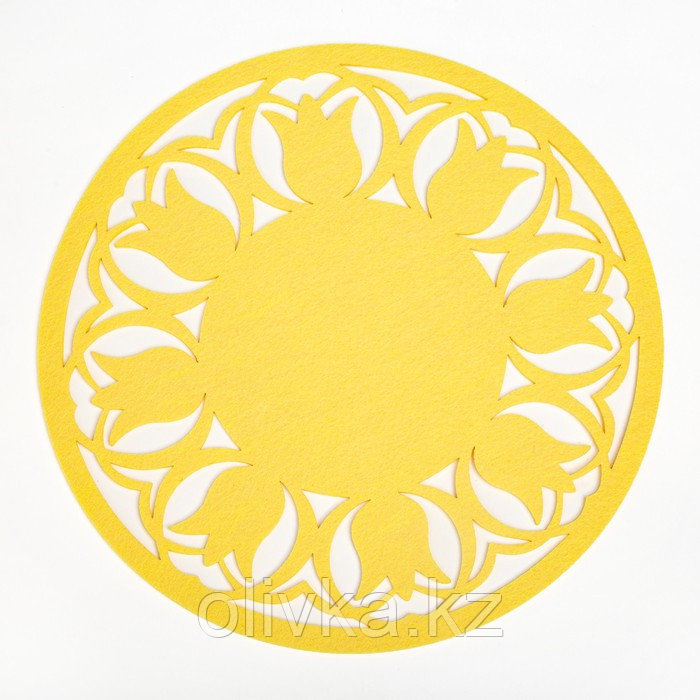 Салфетка декоративная Доляна"Тюльпаны" цвет желтый,d 30 см, 100% п/э, фетр - фото 2 - id-p113264056