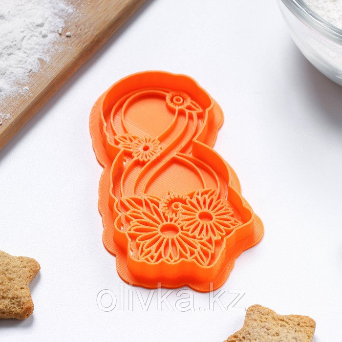 Форма для печенья «8 марта Ромашки», вырубка, штамп, цвет оранжевый - фото 3 - id-p113269156