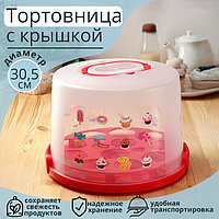 Тортовница с крышкой, съёмная подставка для пирожных, 11 ячеек, 30,5×21,5 см, цвет МИКС