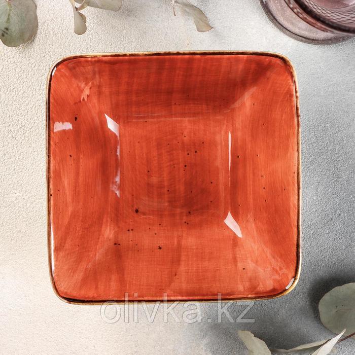 Салатник керамический квадратный «Сапфир», 14×5,5 см, цвет оранжевый - фото 2 - id-p113259809