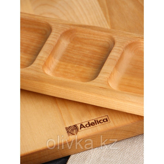 Подарочный набор деревянной посуды Adelica, доска разделочная, менажница 3 секции, масло в подарок 100 мл, - фото 5 - id-p113269173