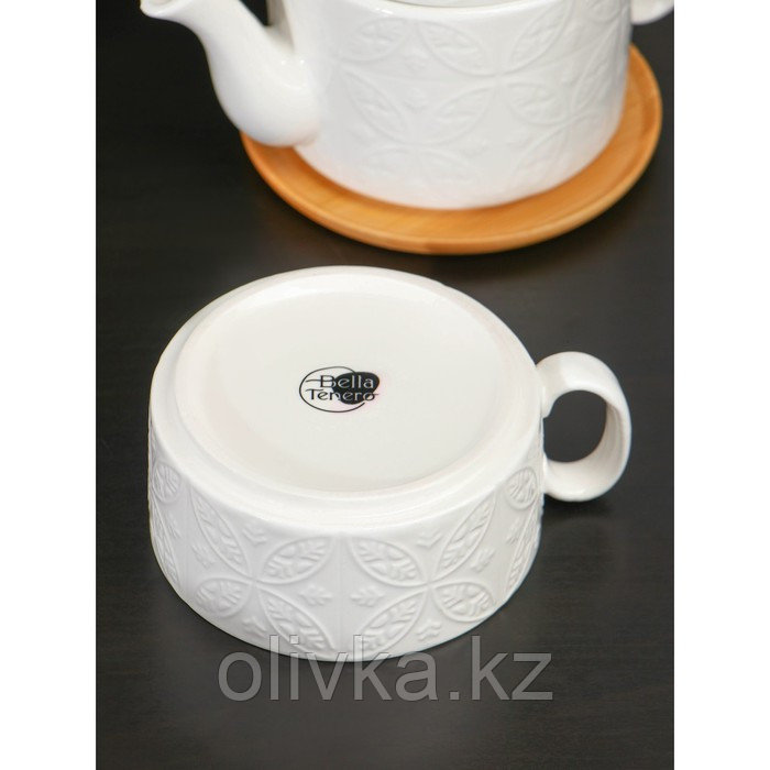 Набор фарфоровый чайный BellaTenero «Орнамент», 2 предмета: чайник 400 мл, кружка 280 мл, цвет белый - фото 4 - id-p113271112