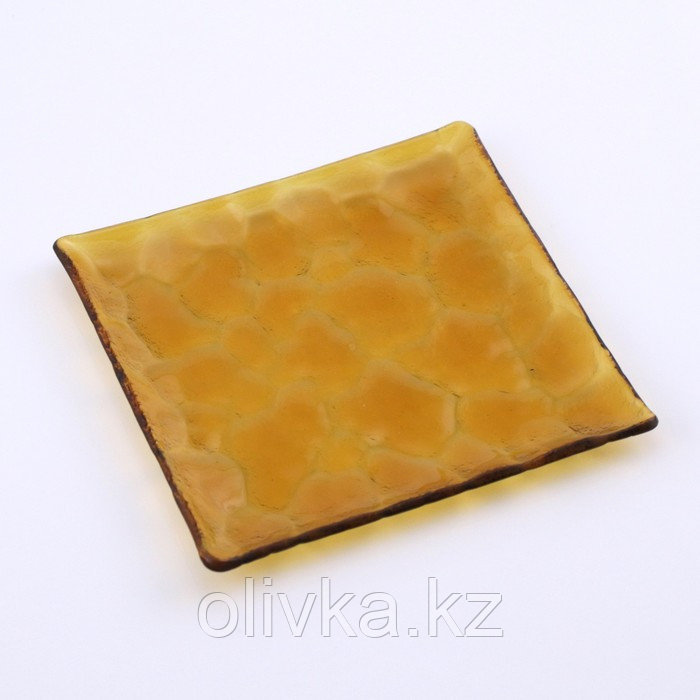Поднос квадратный янтарный «Антик», 14.5×14.5 см, BDK Glass - фото 1 - id-p113264937