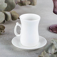 Кофейная пара фарфоровая Wilmax, 2 предмета: кружка 120 мл, блюдце d=10,2 см, цвет белый